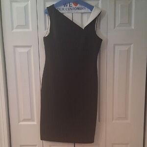 Calvin Klein Black and White One Shoulder Dress